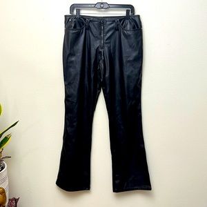 Y2K vintage black faux leather bootcut rhinestone zipper 32